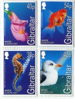 Briefmarken "Fische & Möwen". Gibraltar.