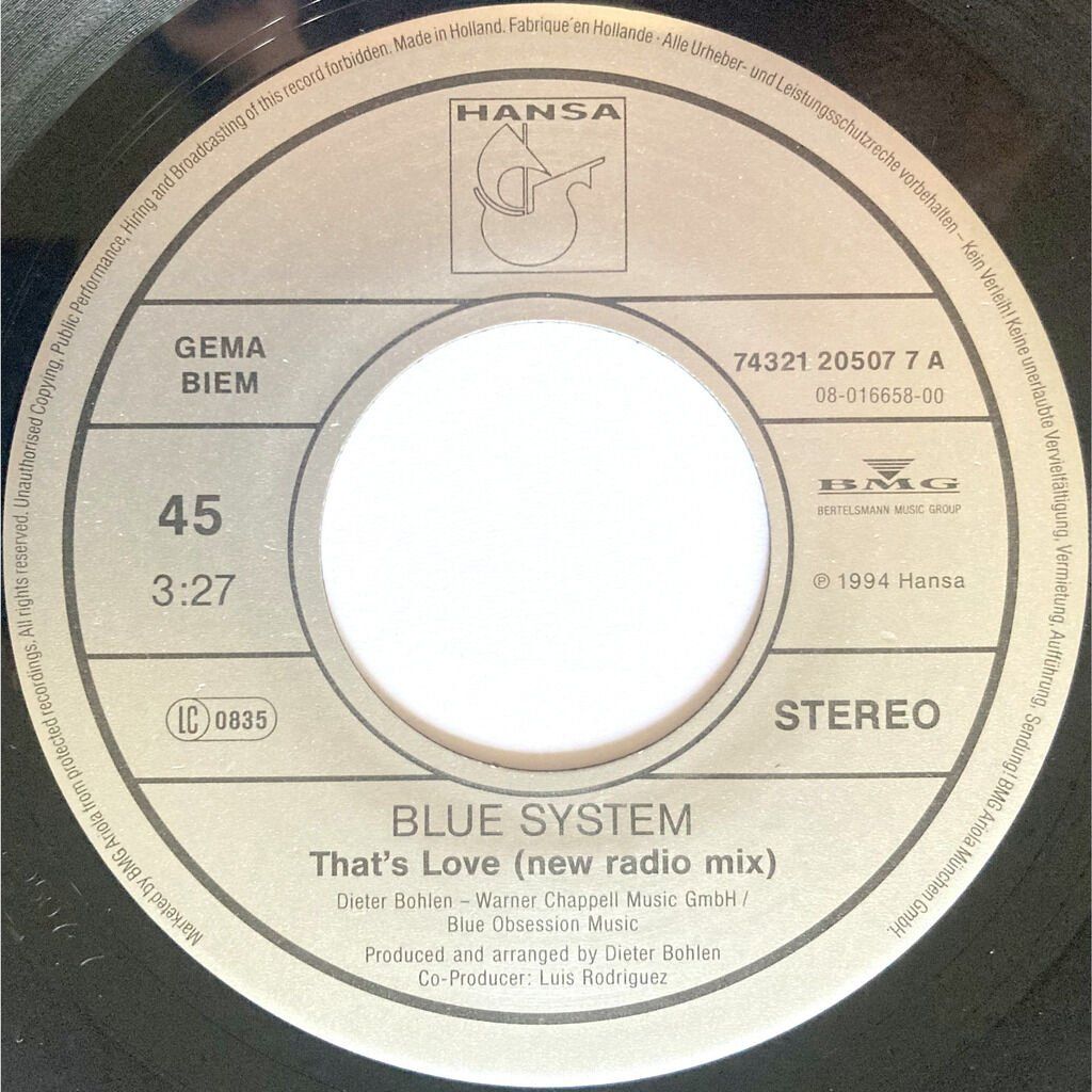 Dischi in vinile: BLUE SYSTEM - THAT'S LOVE – Usato da Bottens venduto da hotter-than-hell 2