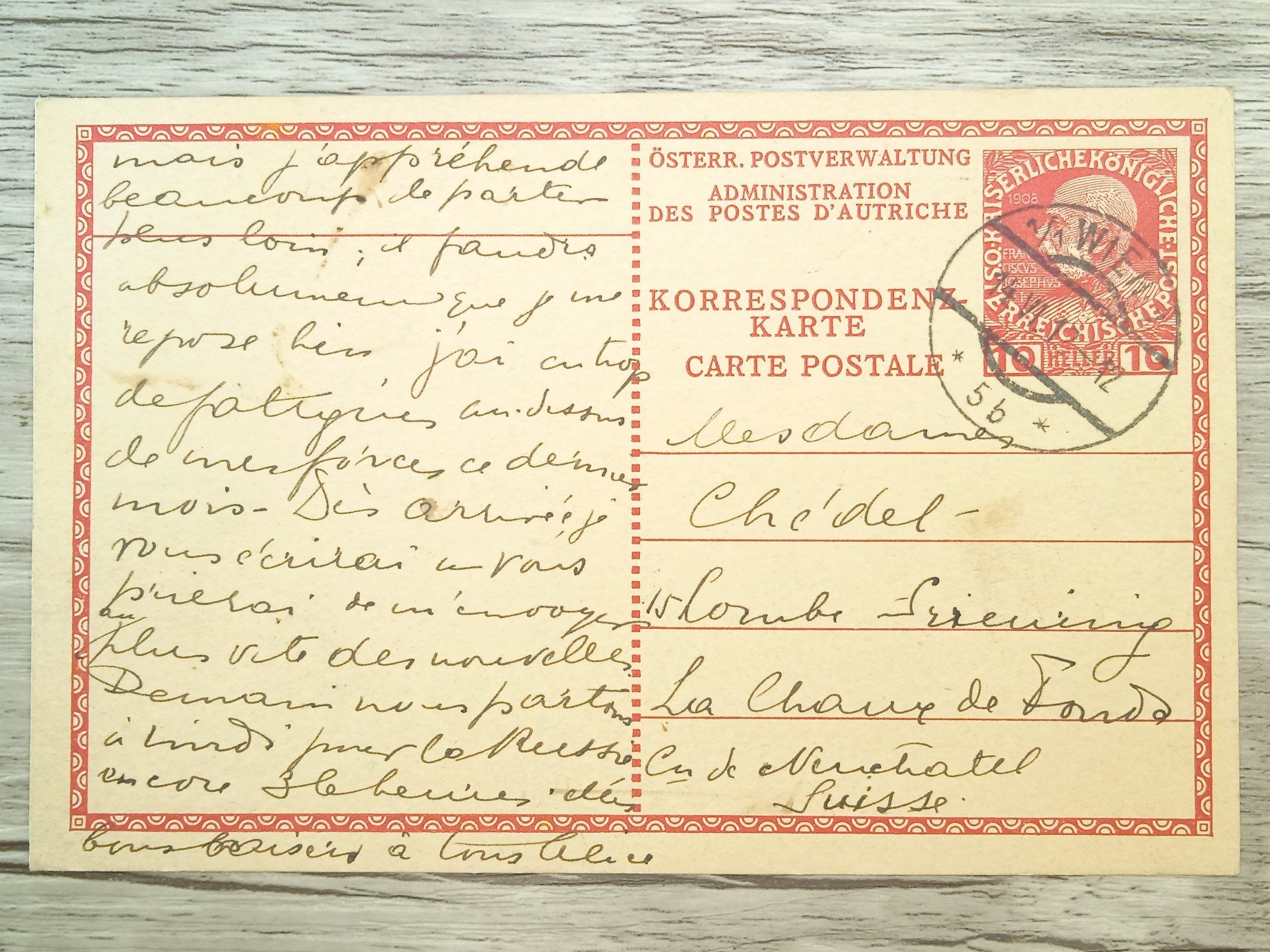 Tutti i francobolli: TR66 Carte Postale + Timbre Autriche 1912 – Usato da Cousset venduto da Patrick_Collections