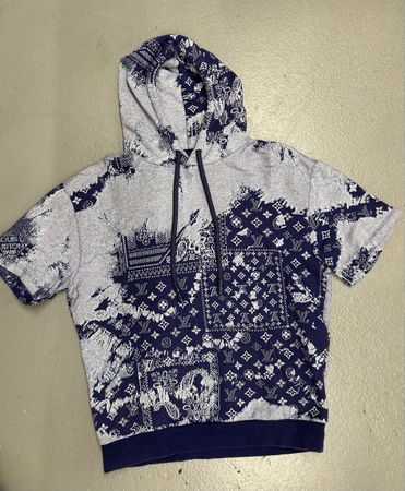Louis Vuitton Kapuzenpullover kurzarm blau gemustert