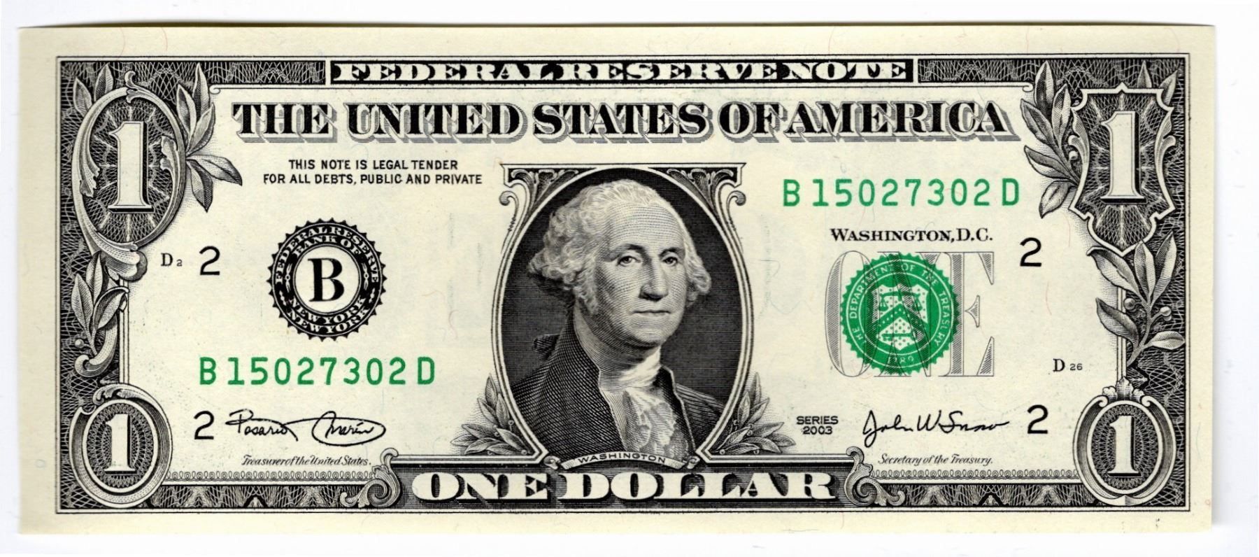 Banconote: Note 1 USD 2003 - ganz neu, kassenfrisch – Nuovo e nell'imballaggio originale da Bure venduto da chap981