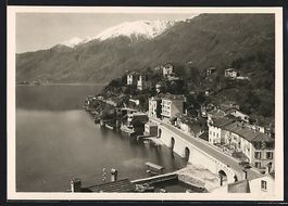 AK Ascona, Panorama mit Strassenpartie