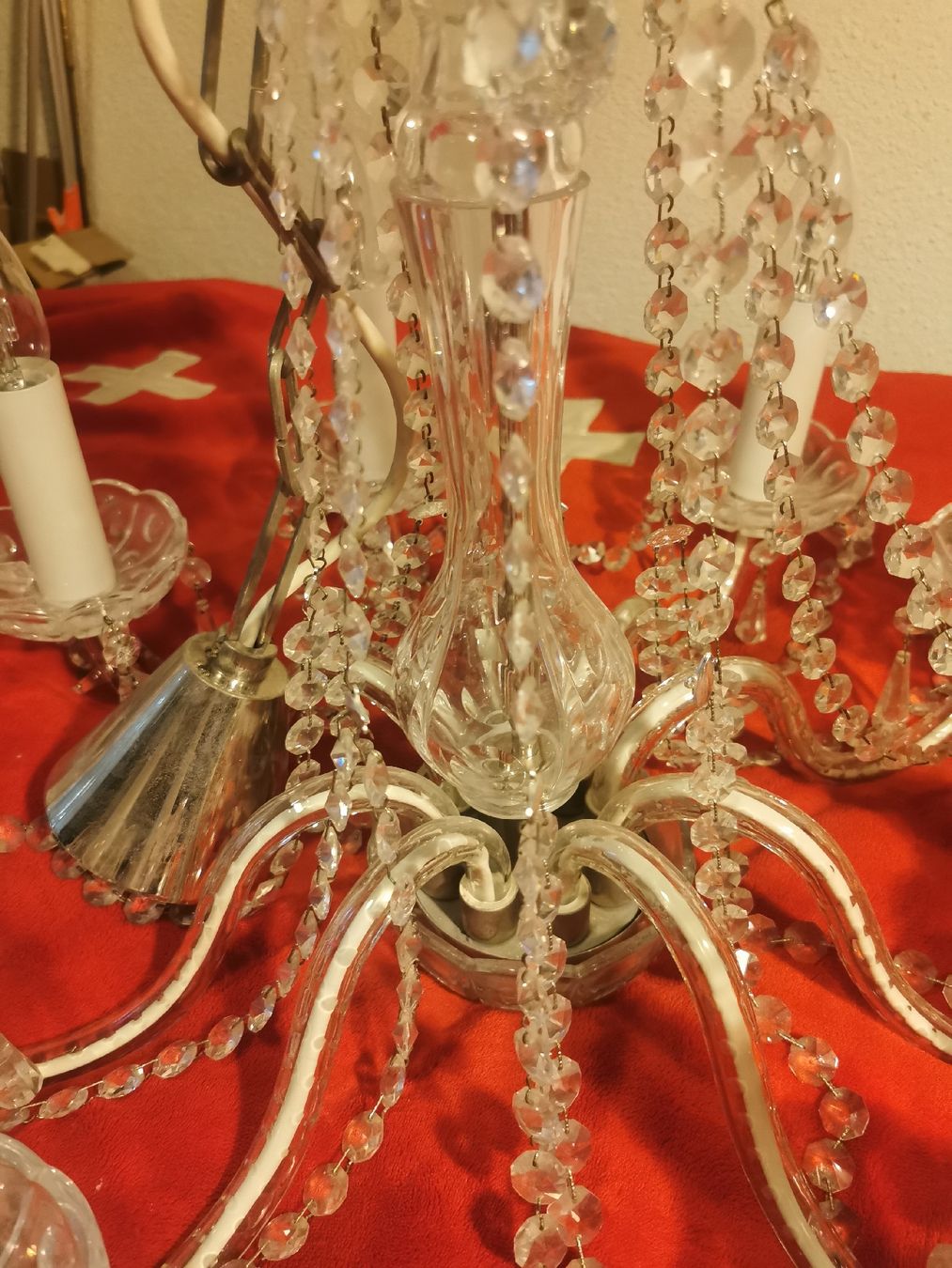 Lampadari & plafoniere: Rustikaler Glas Kronleuter mit Glasgirlanden – Usato da Mellingen venduto da fra_g7y8 4
