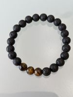 Bracelet en pierre de lave avec œil de tigre