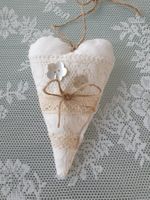 Geschenk Herz Deko Shabby Chic Vintage Stoffherz Spitze