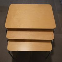 3er Set Beistelltische / Clubtische Holz / Metall