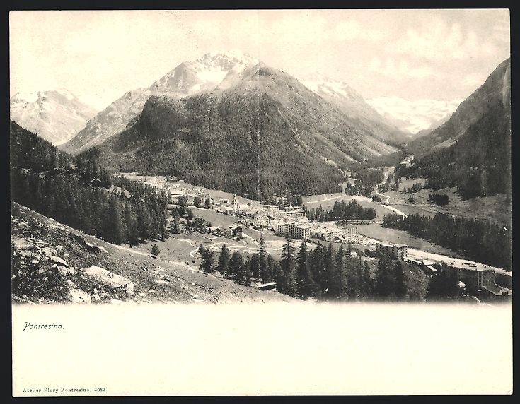 Cartes postales: Klapp-AK Pontresina, Totalansicht aus de – D'occasion à Berlin par bartko-reher