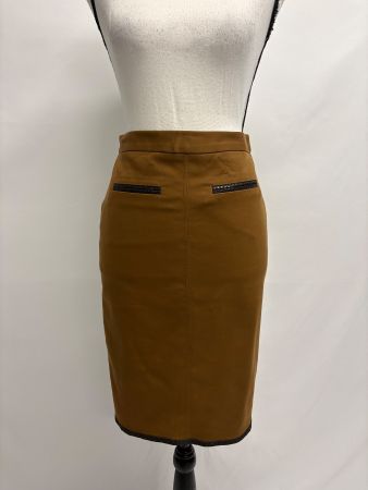 Club Monaco Bleistiftrock Gr. 32 mit Lederdetails braun