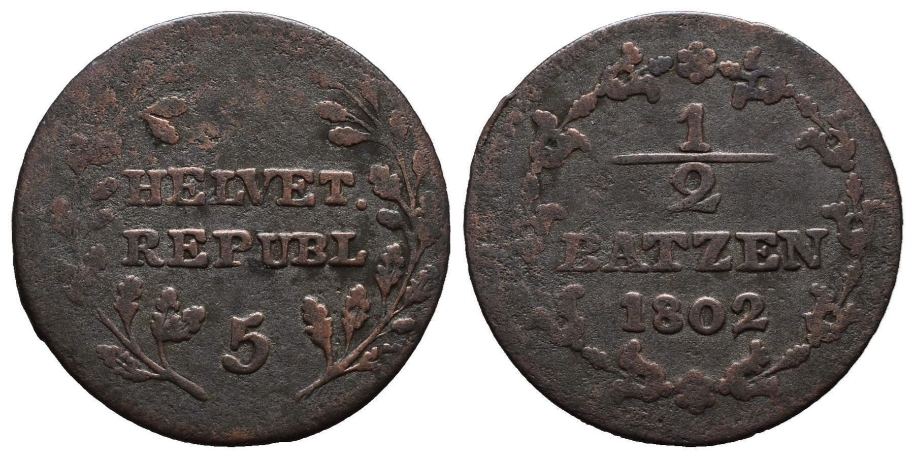 Tutti le monete: HR  Halbbatzen 1802  /3438 – Usato da Trimbach venduto da Solothurn1