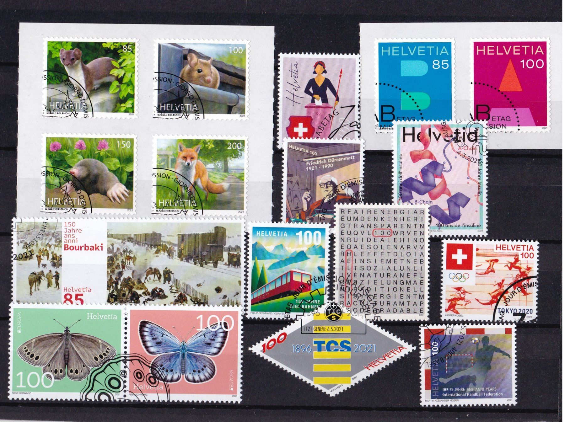 Alle Briefmarken: CH Briefmarken Lot 2021, ET – Gebraucht aus Münchwilen AG von Nesar