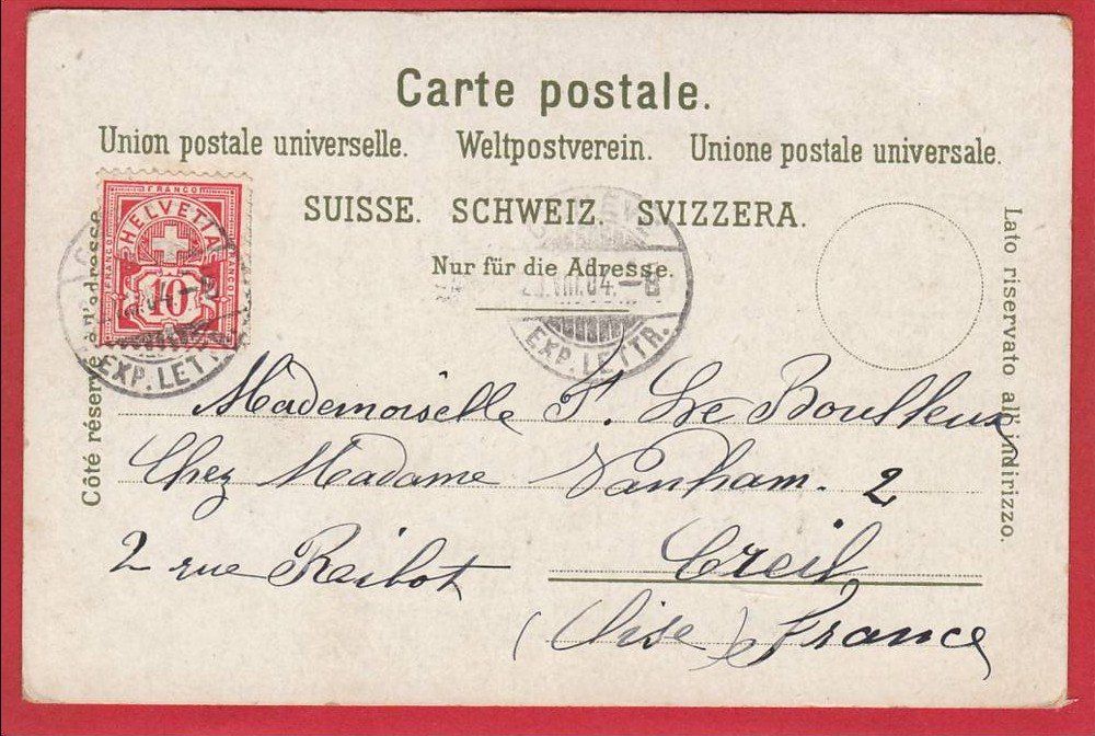 Cartoline postali: RHEINFALL, LITHO 1904 – Usato da Grüningen venduto da Kartenlaube 1