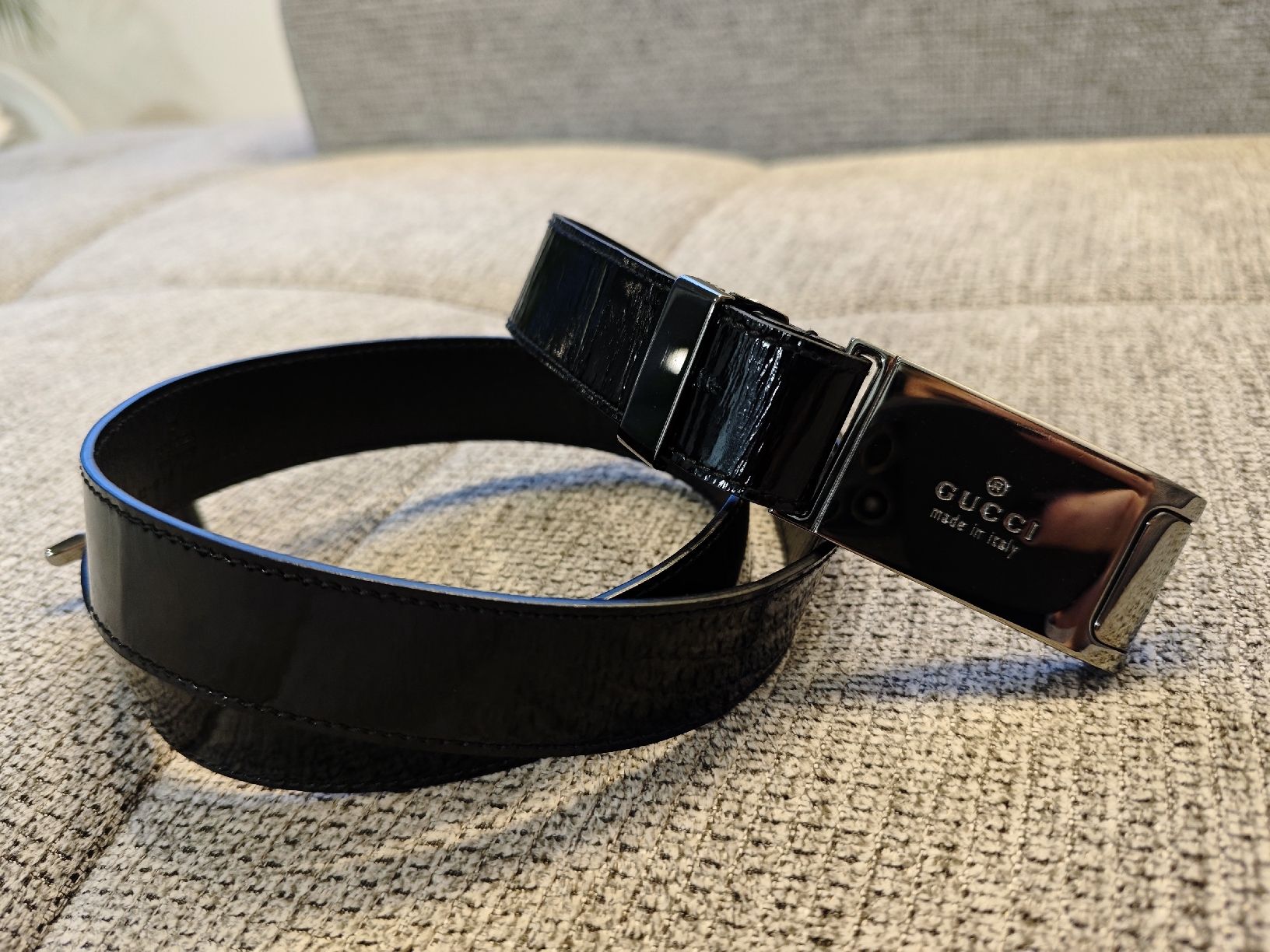 Gucci Cinture: Gucci Belt Black Leather Silver Buckle Interlocking G 90cm – Usato da Zürich venduto da alu_dzr7 5