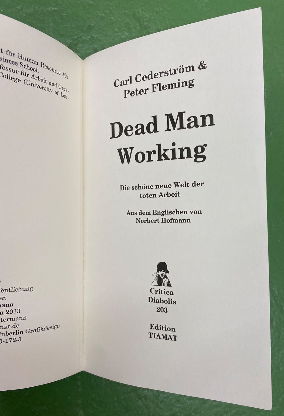 Bücher: Carl Cederstrom, Peter Fleming: Dead Man Working – Gebraucht aus Basel von Ostschweiz06 1