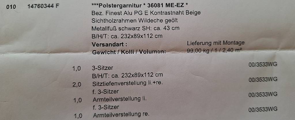 Divani: Sofa 3-Sitzer mit Sitztiefen- & Armteilverstellung – Usato da Lausen venduto da sereinast01 4