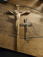 2 Holzkruzifix, geschnitzt, schönes Set, religiös,  (H)