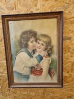 Antikes Bild mit Rahmen, Kinder-Motiv, Rarität!