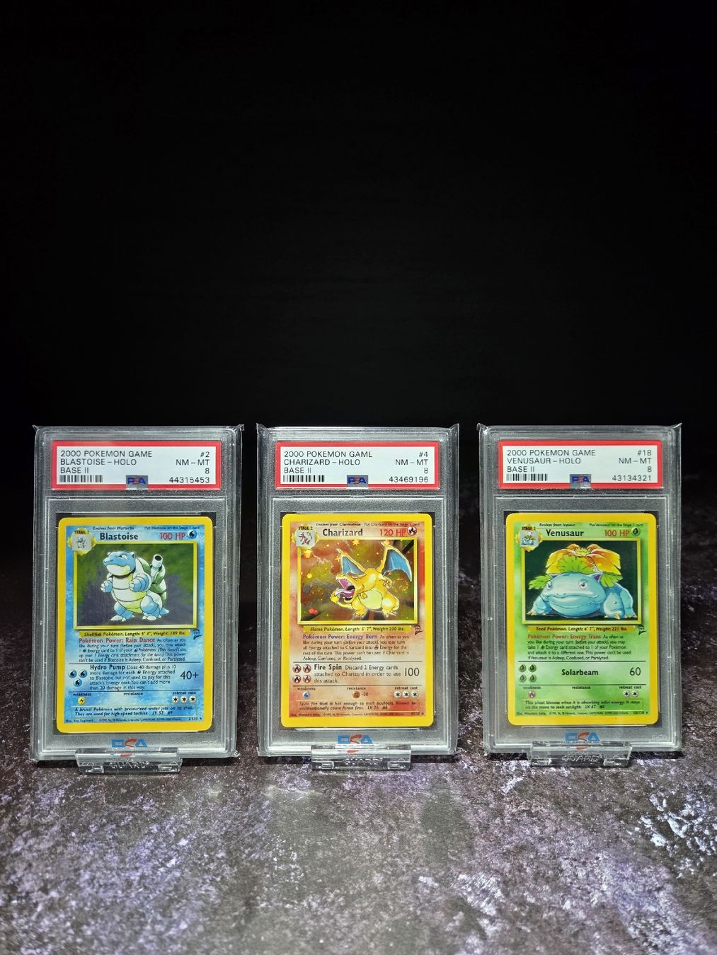 Pokémon Carte collezionabili: Charizard Blastoise Venusaur Holo Base 2 PSA 8 EN (2000) – Usato da Lauerz venduto da gp9_zt9k