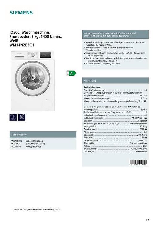 Siemens Waschmaschine Garantie