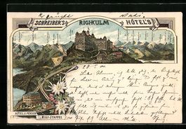 Litho Rigi-Kulm, Schreiber's Hotel, Hote