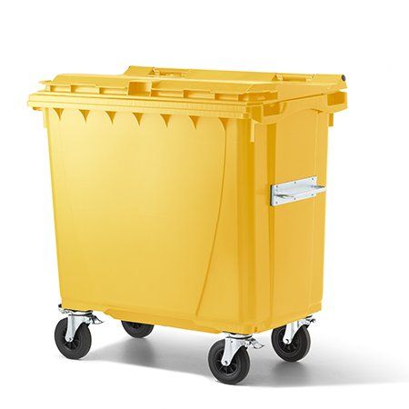 Banconi: Kunststoffcontainer 1000 l gelb Standard-Rollcontainer – Usato da Schongau venduto da hans.m