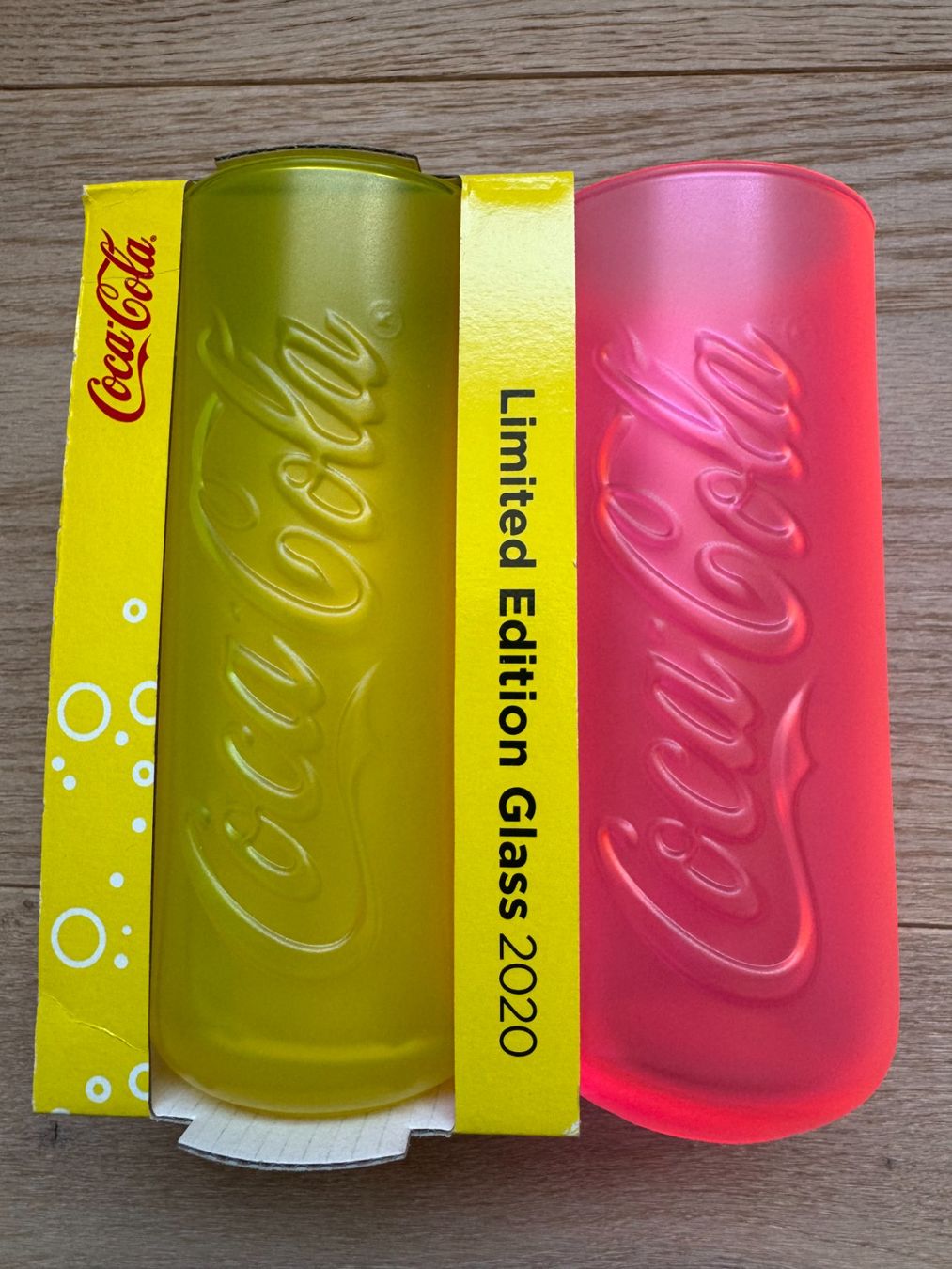 Mc Donald's Bicchieri: 2 neue Coca Cola Gläser, neon – Nuovo (secondo la descrizione) da Siebnen venduto da Trans-Am