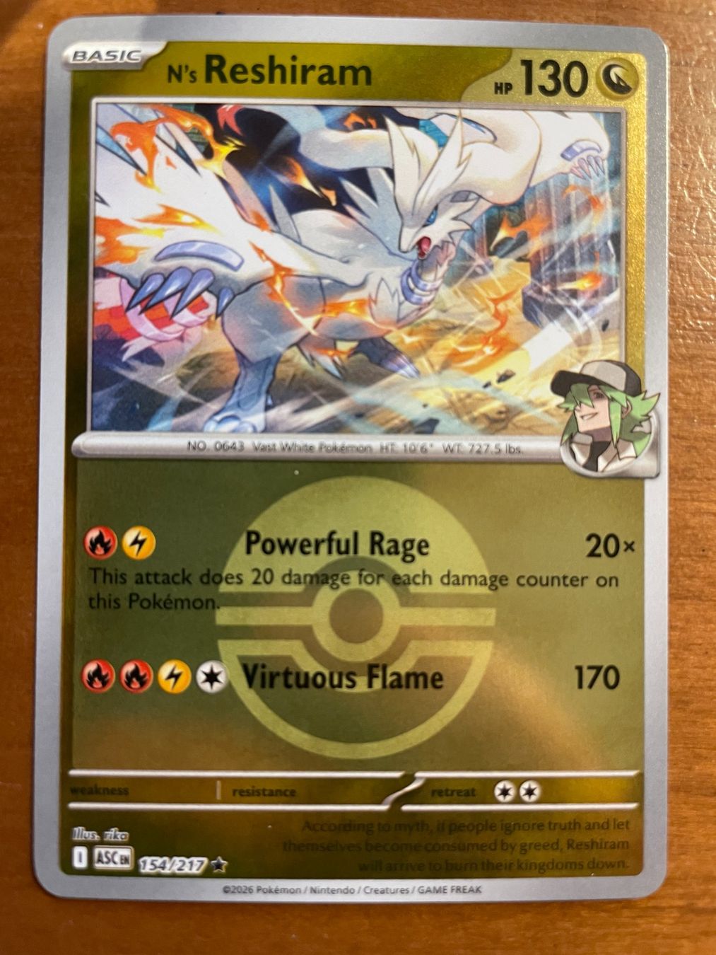 Pokémon Carte collezionabili: Pokemon N's Reshiram Reverse (Versand gratis) – Nuovo (secondo la descrizione) da Chur venduto da Angerson