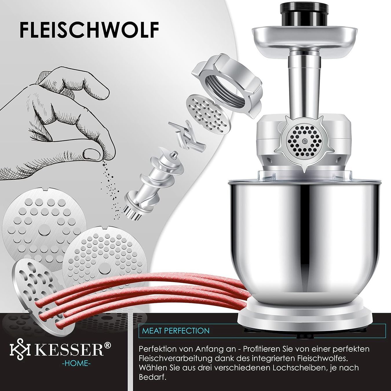 Kenwood Elettrodomestici da cucina: KESSER 3in1 Küchenmaschine Silber – Nuovo e nell'imballaggio originale da Bottighofen venduto da zaap 2