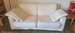 Schönes 2er Sofa in Beige, Stoffbezug, Breite 182