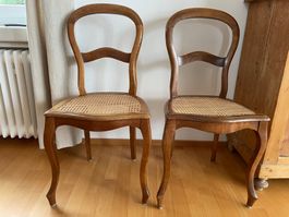 2 Antike Louis-Philippe-Stühle mit Wiener Geflecht