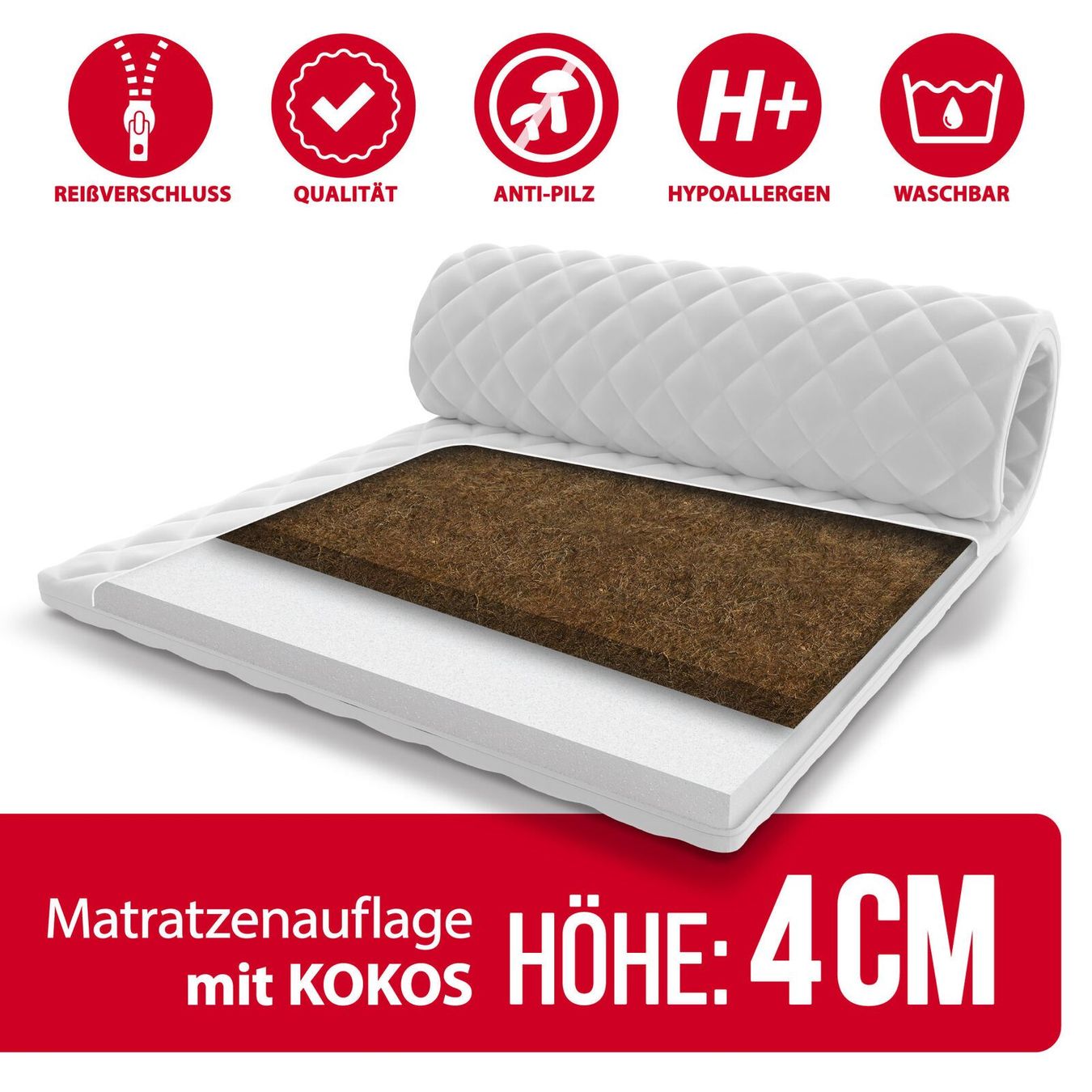 Materassi: Topper 100x200 BENNY - HÖHE: 4cm H4 – Nuovo e nell'imballaggio originale da Wallenwil venduto da toesstal-vertrieb