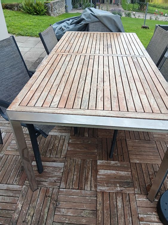 Grosser Gartentisch Teak/Edelstahl Wetterfest Kaufen auf Ricardo