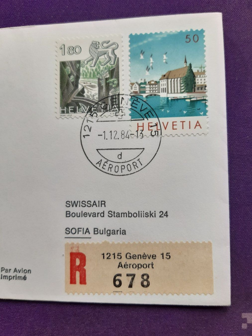 Tutti i francobolli: Erstflugbrief GENEVE - SOFIA/Bulgarien 1.12.84 – Nuovo (secondo la descrizione) da Wangs venduto da weisstannen01 1