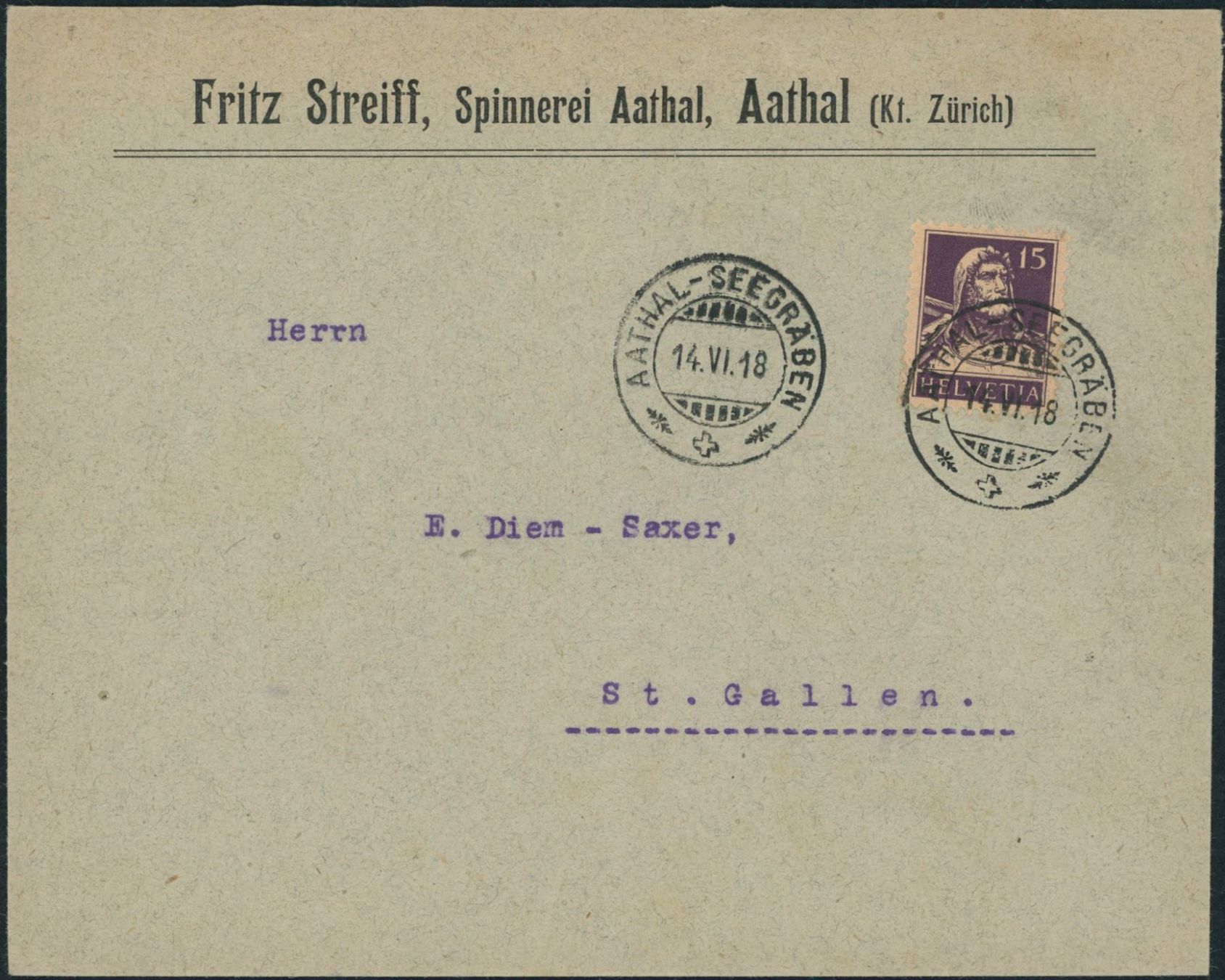 Alle Briefmarken: ZH Aathal Seegräben - Brief – Gebraucht aus Schindellegi von leecollect