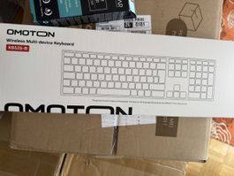 OMOTON Clavier sans fil Bluetooth rétroéclairé AZERTY Argent