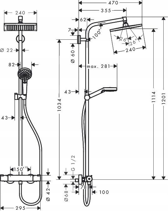 Hansgrohe Docce: Hansgrohe Crometta E 240 EcoSmart Duschsystem mit Thermostat – Nuovo e nell'imballaggio originale da Luzern venduto da BestMobile 4
