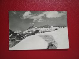 Grimsel Passhöhe Auto s/w Karte Stempel 1961