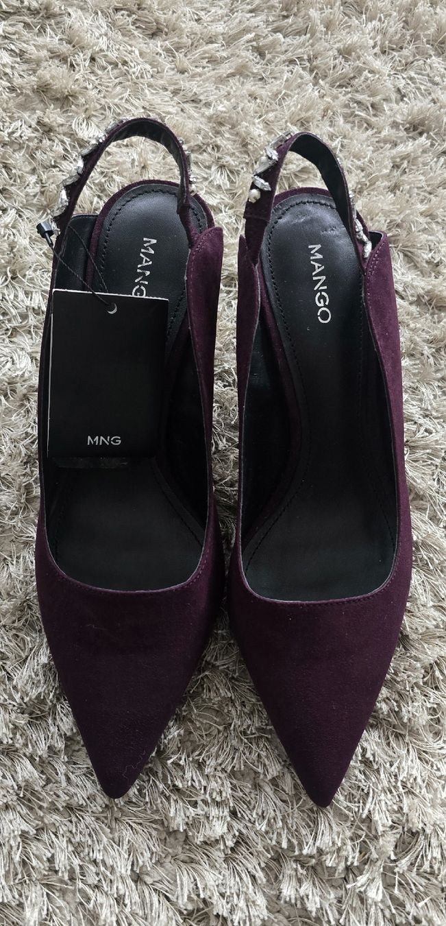 Mango Scarpe da donna: Mango Slingpumps Lila Samt, Gr. 38 - Must-Have! – Nuovo e nell'imballaggio originale da Herzogenbuchsee venduto da closetflip 4