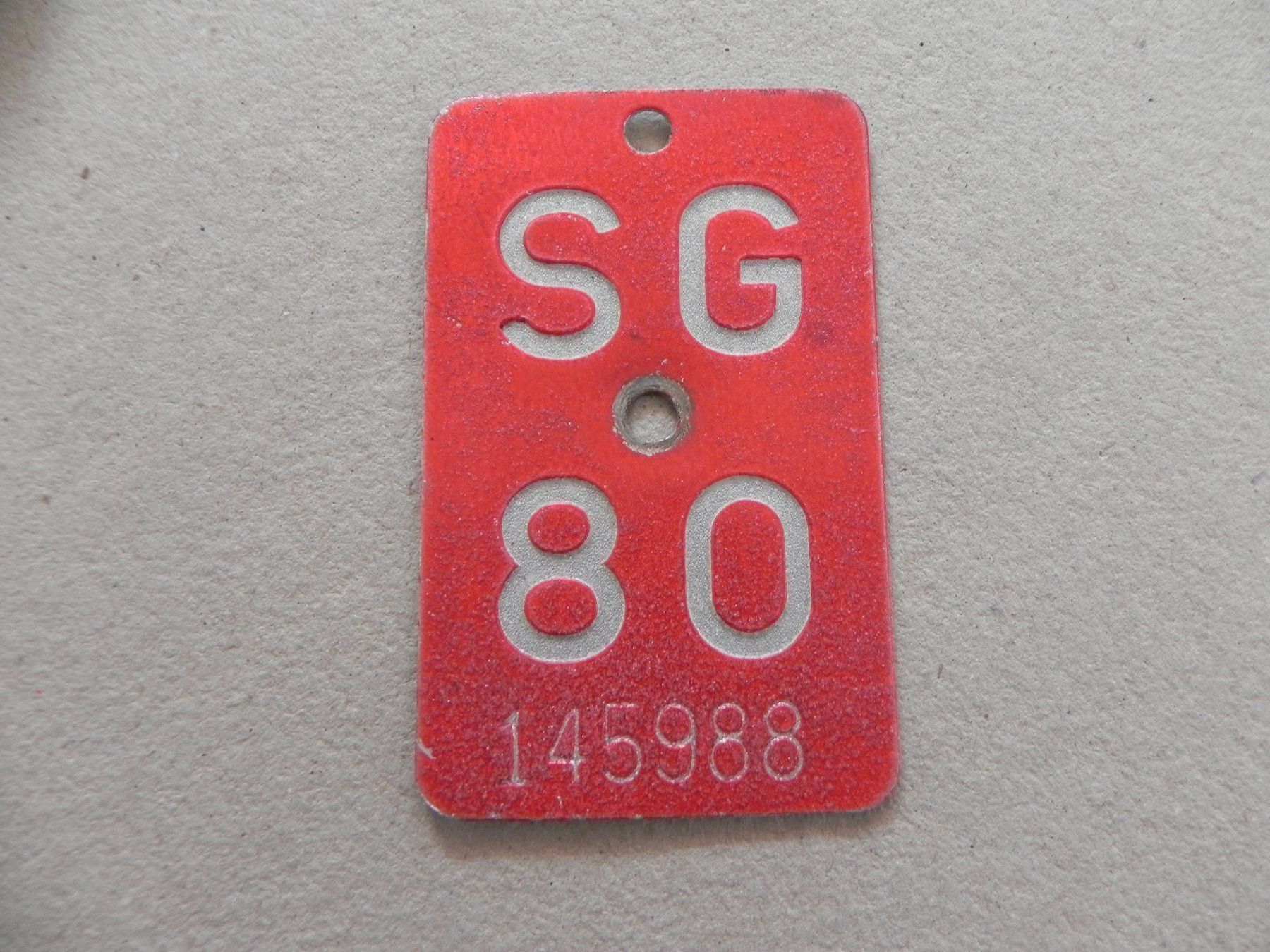 Insegne: Velo Nummer SG 1980 St.Gallen Geschenk – Usato da Siebnen venduto da krimsie