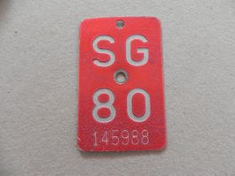 Velo Nummer SG 1980 St.Gallen Geschenk