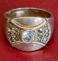 Silberring mit Aquamarin und Marcasit