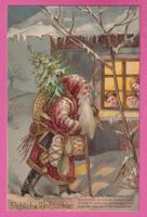 Prägekarte gel 1903 Fröhliche Weihnachen Goldverzierung