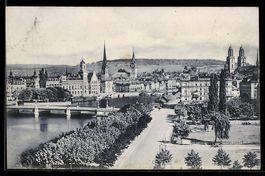 AK Zürich, Utoquai und Quaibrücke