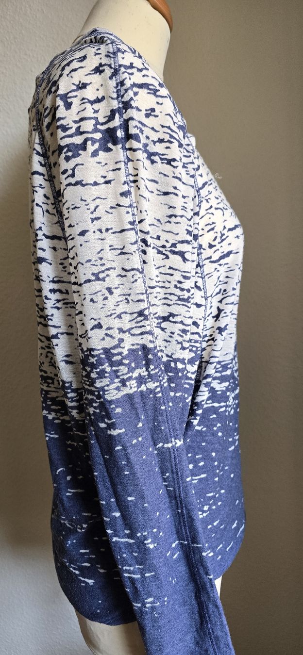 Zara Top: Top oversize bleu et blanc, manches longues taille S – Usato da Genève venduto da Saleena 1