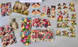 Lot antike Oblaten / Poesiealbumbilder Vintage