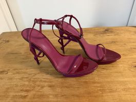 Jil Sander Sandalen Gr. 37 lila Lackleder Zustand gebraucht