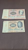 Dänemark Noten 100 & 20 Kroner Serie 1972