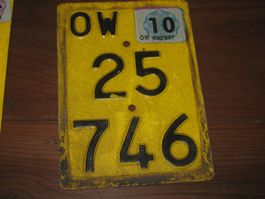Mofa Nummernschild OW Kontrollschild Töfflinummer