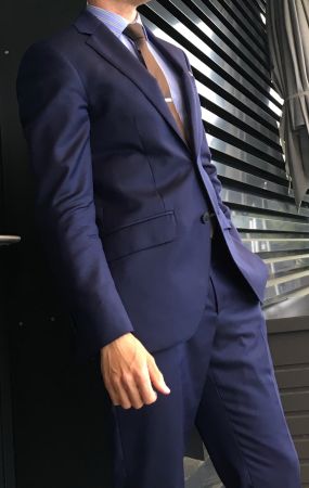 🏅  Hackett London Royal blue Anzug 100% Wolle Lo. Piana 46