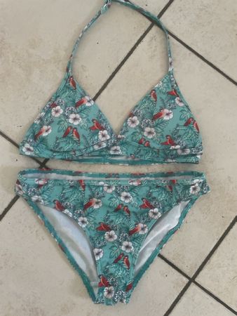 olaian Bikini Set, Türkis/Blumenmuster, Gr.152Sommer Top