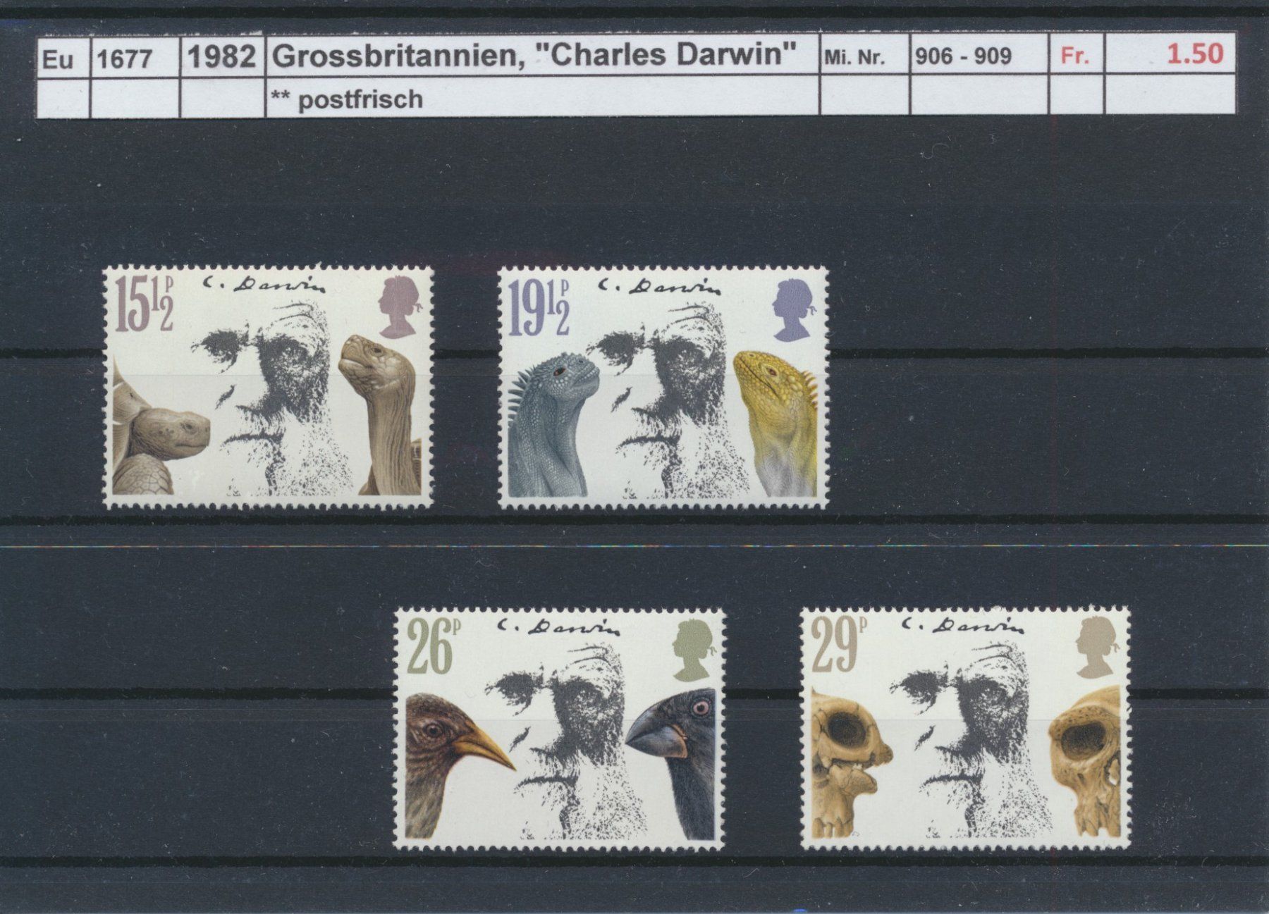 Tutti i francobolli: 1982 Grossbritannien, "Charles Darwin", ** postfrisch – Nuovo (secondo la descrizione) da Winterthur venduto da Zupogeru